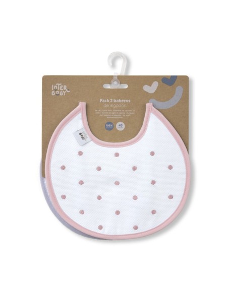 Pack de 2 baberos bordados redondos.