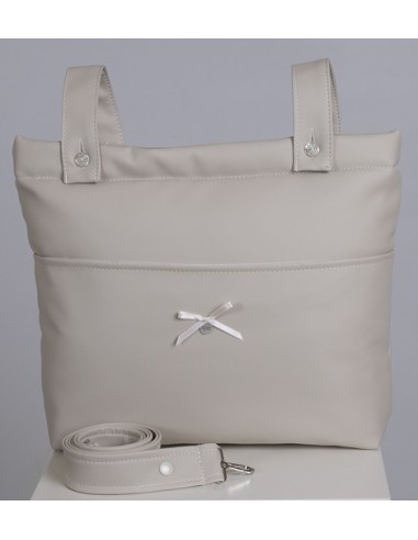 Bolso panera polipiel beige.