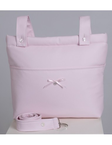 Bolso panera polipiel  rosa.