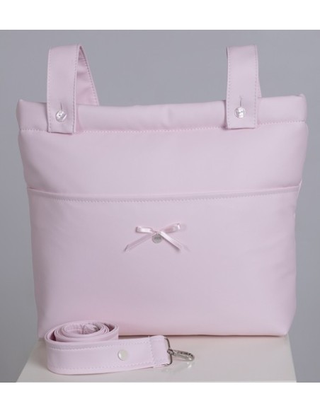 Bolso panera polipiel  rosa.