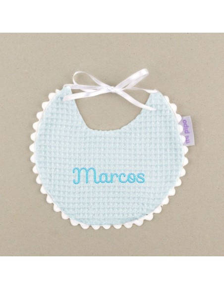 Babero Gofre Celeste Soft Personalizado
