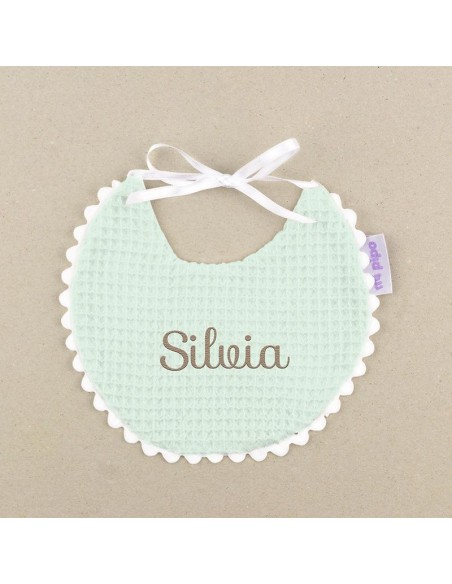 Babero Gofre Menta soft Personalizado