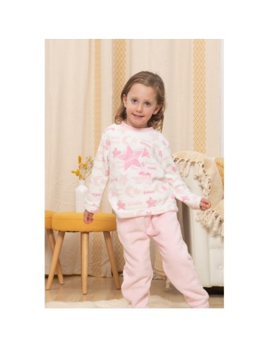 Kinanit pijama de niña coralina estrellas rosas