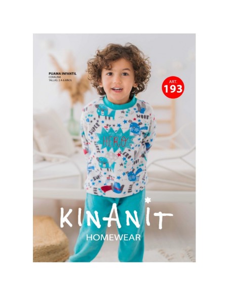 Pijama niño coralina  super heroes verde agua