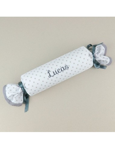 Cojín Antivuelco Caramelo Estrellas Gris Personalizado, dibujo opcional
