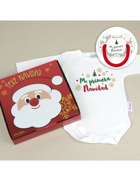 Cajita Navidad Body + Chupete New Classic Cristal Copos Mi primera Navidad