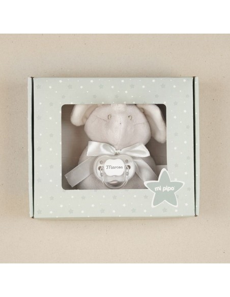 Mi Pipo Cajita Sonajero Elefante Gris Personalizada