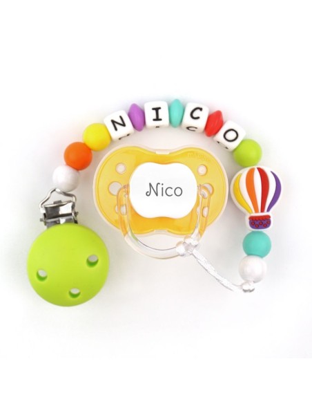 Cajita Chupete Sunset + Cadenita de silicona Globo Multicolor personal