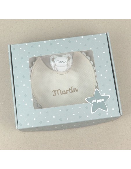 Cajita Cajita Baby Babero Beige Personalizada