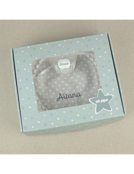 Cajita Baby Babero Gris Personalizada