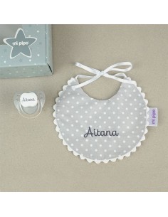 Cajita Baby Babero Gris Personalizada