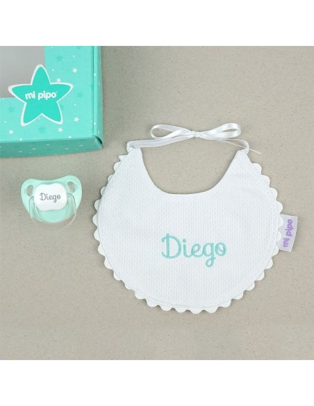Cajita Baby Babero Menta Personalizada