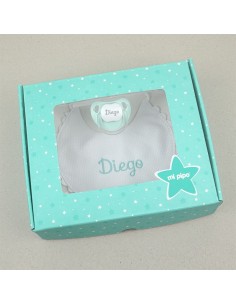 Cajita Baby Babero Menta Personalizada 2