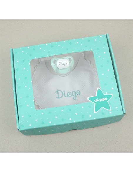 Cajita Baby Babero Menta Personalizada