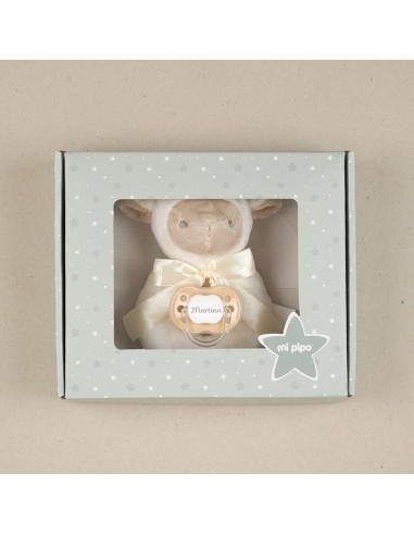 Cajita Sonajero Ovejita Beige Personalizada