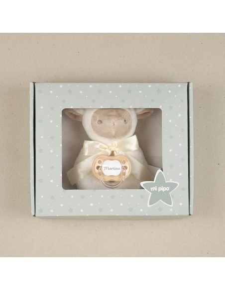 Cajita Sonajero Ovejita Beige Personalizada