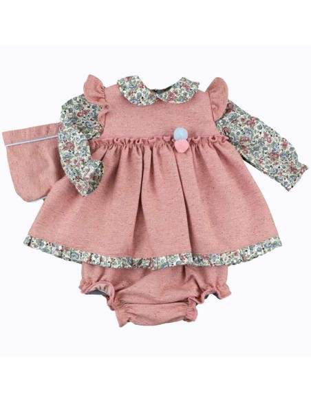 Baby fer vestido de niña rosa con las mangas florales