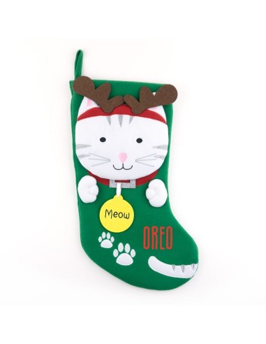 Calcetín Premium Gatito Navidad personalizado