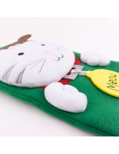 Calcetín Premium Gatito Navidad personalizado