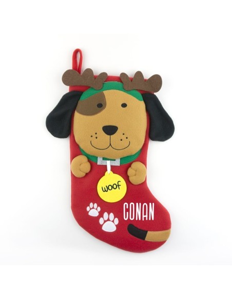 Calcetín Premium Perrito Navidad personalizado
