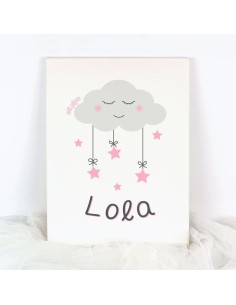 Lienzo Personalizado Nube y Estrellas Rosa7