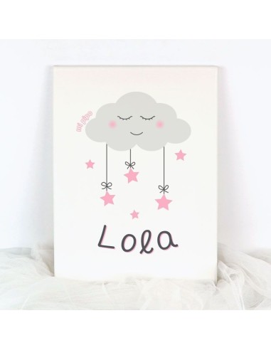 Lienzo Personalizado Nube y Estrellas Rosa7