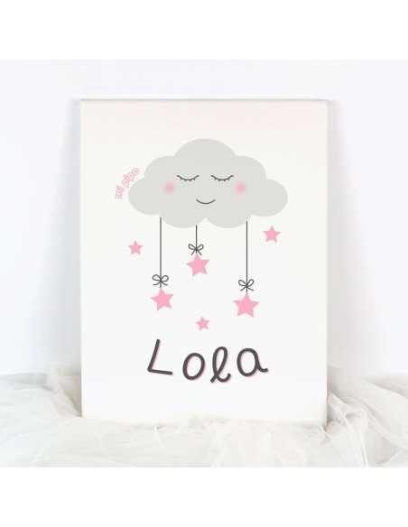 Lienzo Personalizado Nube y Estrellas Rosa7