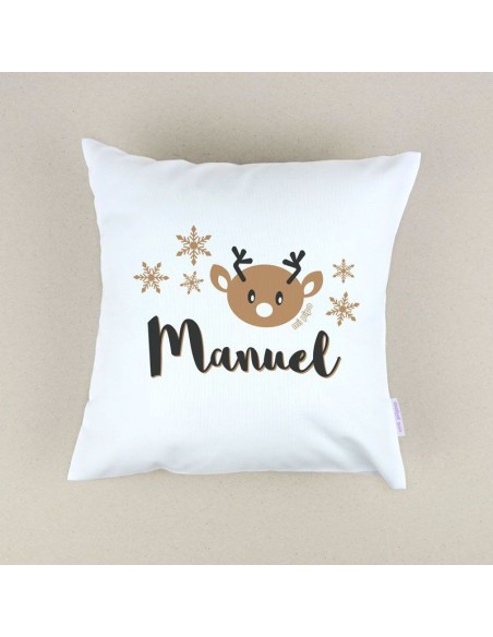 Cojín Navideño personalizado Reno