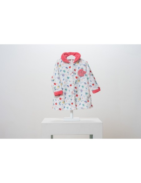 Bata de bebe niña osito coral