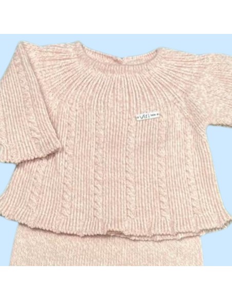 Conjunto de lana rosa vanisado