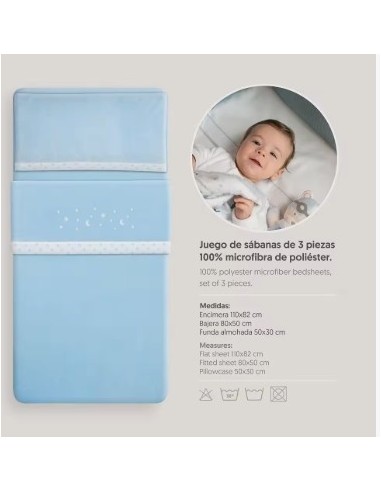 Juego de sábanas de cuna  coralina azul Interbaby