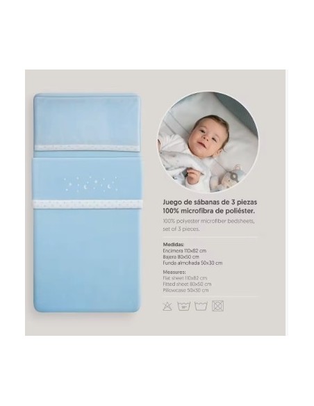 Juego de sábanas de cuna  coralina azul Interbaby
