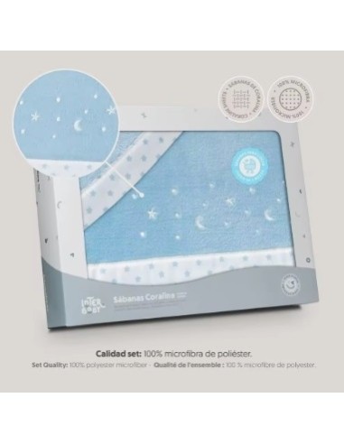 Juego de sábanas de cuna  coralina azul Interbaby