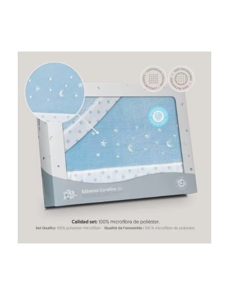 Juego de sábanas de cuna  coralina azul Interbaby