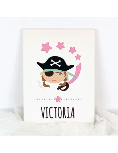 Lienzo Personalizado Chica Pirata Estrellas