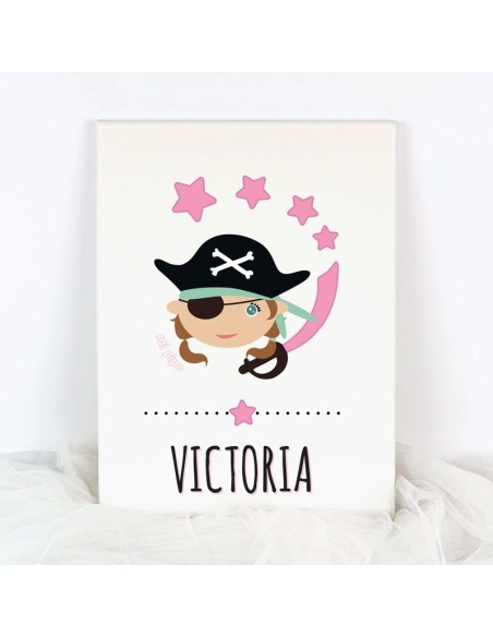 Lienzo Personalizado Chica Pirata Estrellas