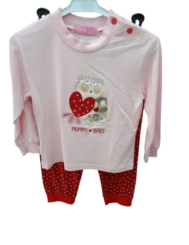 Pijama niña algodón búhos corazones