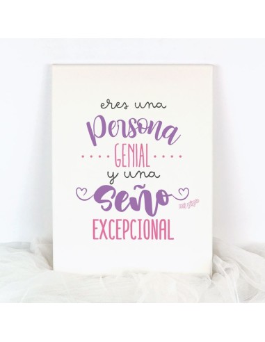 Lienzo Profe Eres una Persona genial y una Seño excepcional
