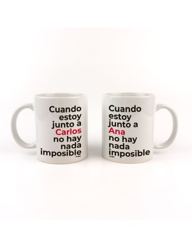 Pack Tazas cerámica o plástico Personalizada Cuando estoy junto a (nombres)