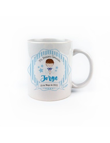 Taza cerámica o plástico Comunión Niño personalizada
