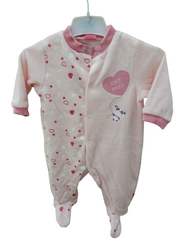 Pijama terciopelo panda corazones