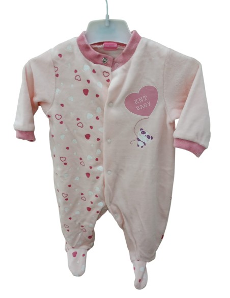 Pijama terciopelo panda corazones