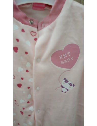 Pijama terciopelo panda corazones