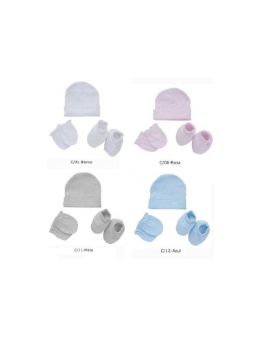 Set de gorro, manoplas y patucos