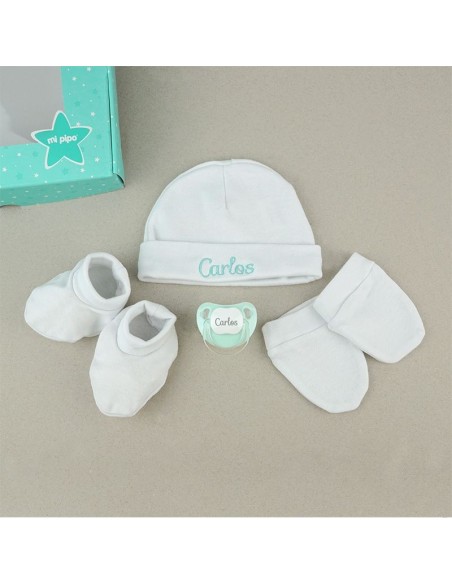 Cajita Set Recién Nacido Menta Personalizado