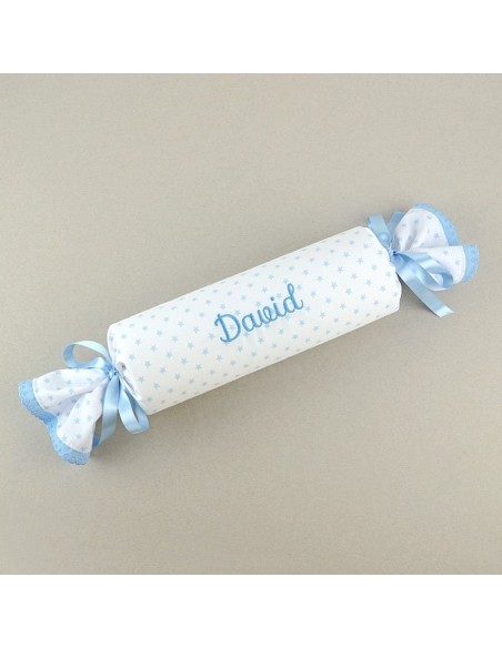 Cojín Antivuelco Caramelo Estrellas Azul Personalizado, dibujo opcional