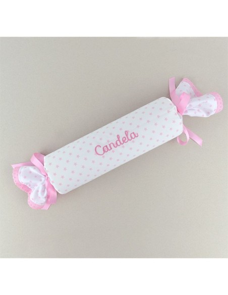 Cojín Antivuelco Caramelo Estrellas Rosa Personalizado, dibujo opcional