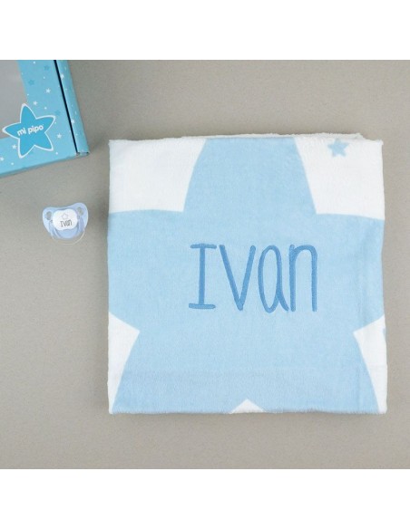 Cajita Baby Arrullo Estrellas Azul Personalizada