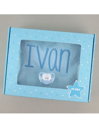 Cajita Baby Arrullo Estrellas Azul Personalizada