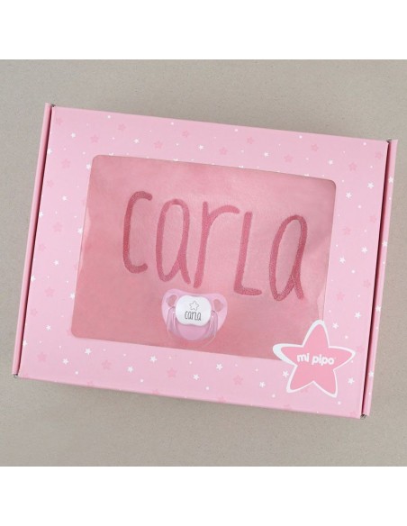 Cajita Baby Arrullo Estrellas Rosa Personalizada Mi pipo